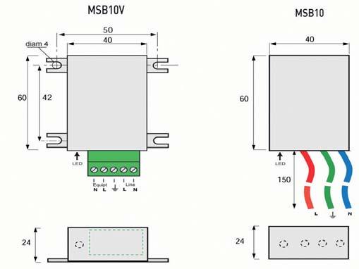 Ograniczniki przepięć typu 2+3 Seria MSB10 10kA MSB10V-400/DE 00/DE Kompaktowe ograniczniki przepięć typu 2+3 Przyłącze kablowe lub zaciski śrubowe Optyczna lub akustyczna sygnalizacja uszkodzenia