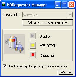 2) sprawdzić poprawność komunikacji z kontrolerami w tym celu na serwerze systemu kontroli dostępu uruchamiamy aplikację KDRequesterManager - dolny pasek Windows obok zegara (rys.