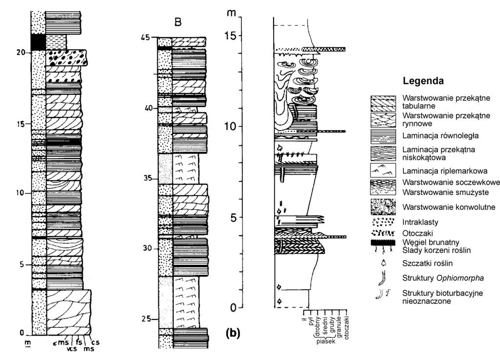 Metody badań 1. Badania wykształcenia osadów współczesnych i kopalnych (opisy terenowe skał i ich profili profili sedymentologicznych (Ryc.