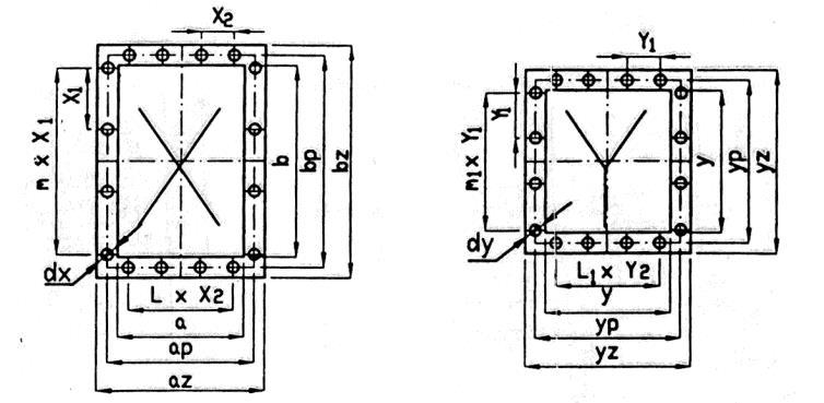 Wymiary wlotów i wylotów Wlot powietrza zanieczyszczonego (X, Y) : X wykonanie: A, B, C, D Y wykonanie: G, E Wylot oczyszczonego powietrza (Z) : Wylot oczyszczonego powietrza (Z) : Rodzaj kołnierza X