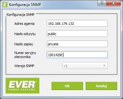 Rys. 23: Konfiguracja opcji SNMP dla agregatu Fogo.