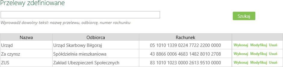 wiadomości SMS; numer swojego rachunku, na który bank ma przelać przekazywaną kwotę; swoje dane; operację akceptuje przyciskiem Odbierz przelew.