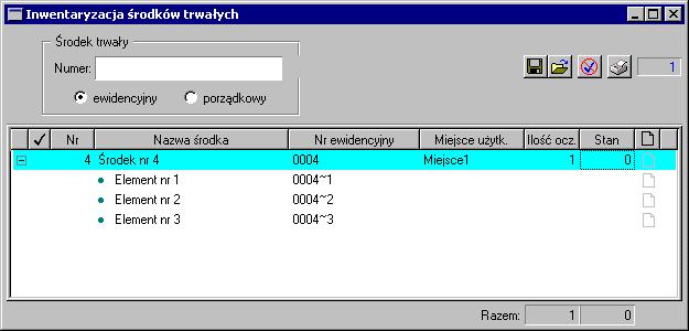 Operacje na środkach trwałych 103 Rys. 4-29 Okno Inwentaryzacja środków trwałych.