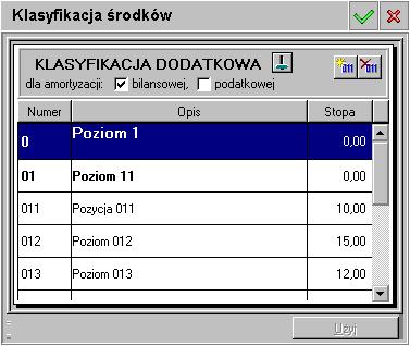 Przygotowanie programu do pracy 35 Rys. 2-18 Panel Klasyfikacja środków. W wypełnianiu struktury klasyfikacji dodatkowej pomocna będzie znajomość niektórych zasad pracy w tym panelu.