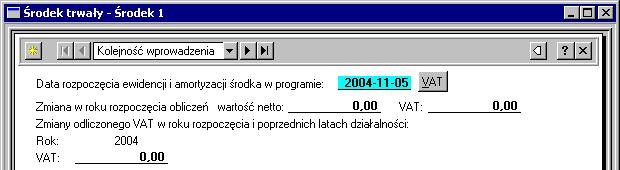 Wprowadzanie środka trwałego do ewidencji 71 W bieżącym roku degresywnym W tym polu należy wpisać kwotę umorzenia środka trwałego w roku degresywnym, w którym rozpocznie się proces ewidencjonowania