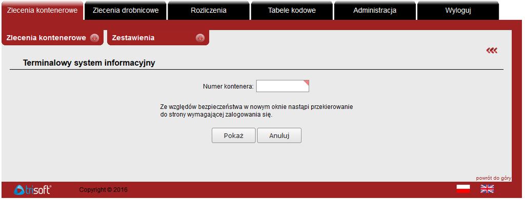 się. Dostęp do Terminalowego systemu informacyjnego jest również możliwy poza systemem express pod adresem: http://terminal.gct.