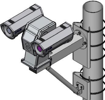 Adapter do montażu na słupie (500-0509-00) Zestaw zawiera adapter do montażu uchwytu ściennego na słupie, wspornik oraz resztę wymaganych podzespołów.