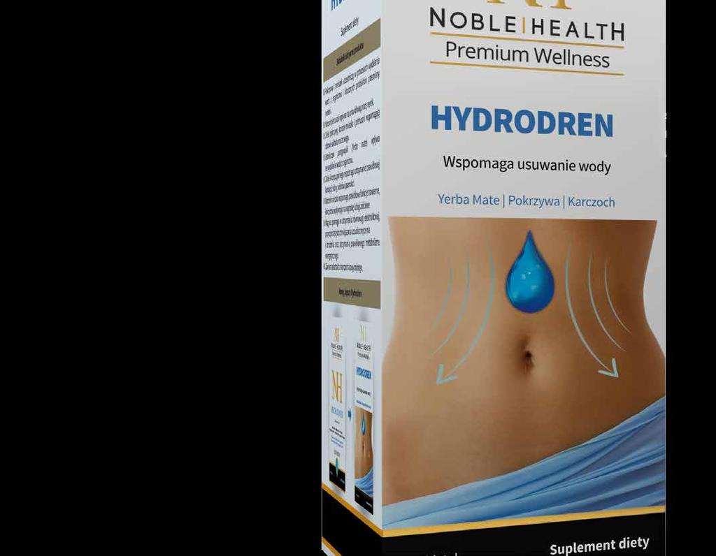 SLIM LINE HYDRODREN Hydrodren to mieszanka najwyższej jakości ekstraktów ziół, które wspomagają naturalne usuwanie wody z organizmu wraz z zawartymi w niej zbędnymi produktami przemiany materii.