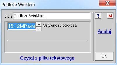 Ekwiwalentne podłoże Winklera zostanie pokazane i jeśli użytkownik go zaakceptuje, może go zapisać do pliku tekstowego - opcja Zapisz do pliku.