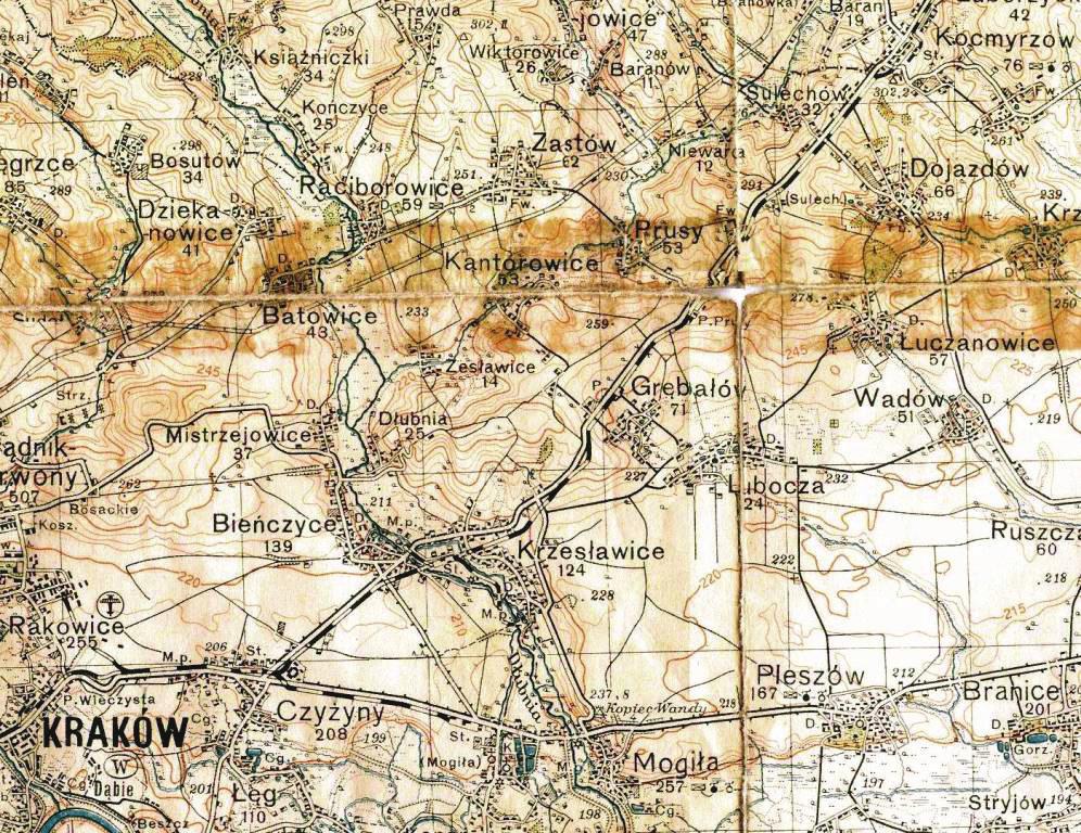 72 Miezian M. Rys. 1. Wycinek mapy z 1935 r.