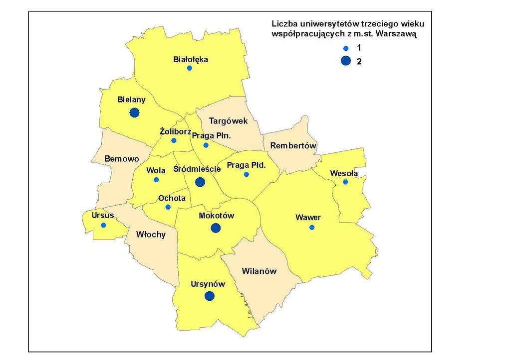 Liczba Uniwersytetów Trzeciego Wieku w Warszawie: 30 Liczba