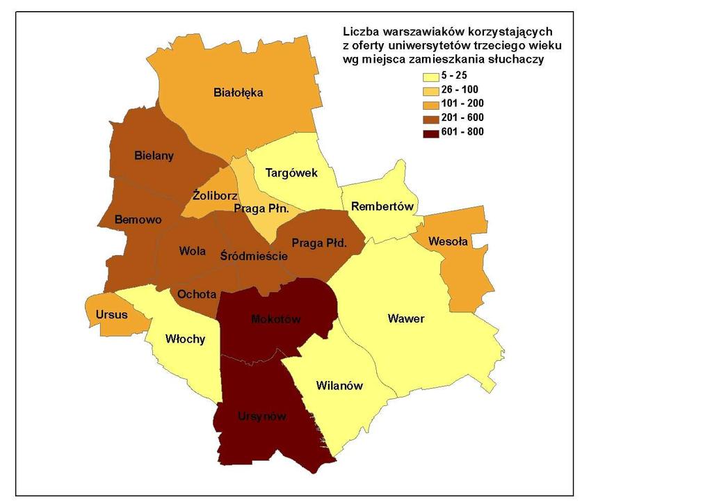 Liczba słuchaczy s Uniwersytetów współpracuj pracujących cych z m.st.