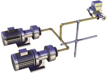 2. Wybrane możliwości edycji zamodelowanego fragmentu instalacji hydraulicznej: a) model pierwotny; b) rozbudowanie istniejącej trajektorii instalacji; c) zmiana średnicy