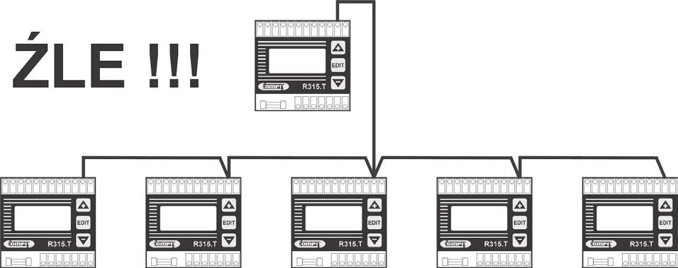 Przy ³¹czeniu regulatorów nie wolno robiæ odejœæ do innych urz¹dzeñ ze