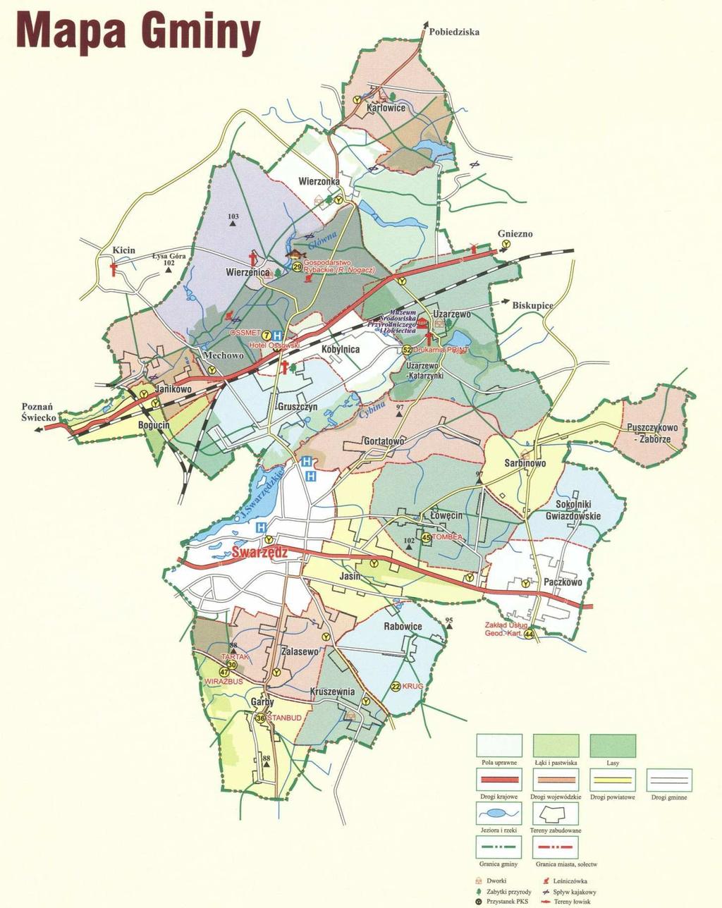Rysunek 2 Mapa Gminy Swarzędz Źródło: Studium uwarunkowań i kierunków zagospodarowania przestrzennego gminy Swarzędz.