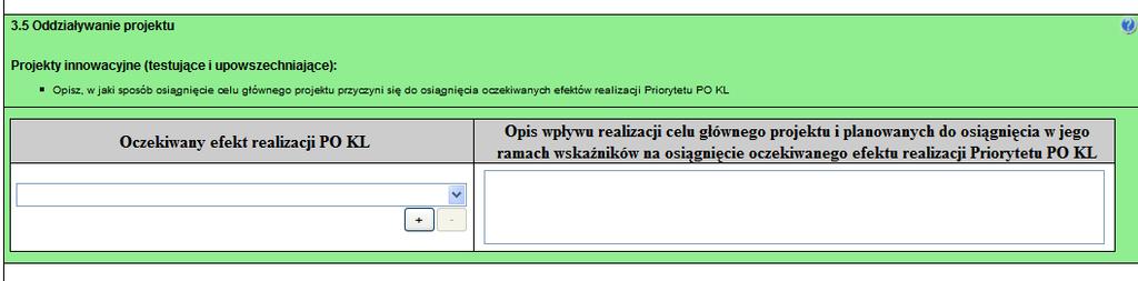 3.5.a Oddziaływanie projektu 3.5.a Oddziaływanie projektu Tabela nowośd od 1.01.