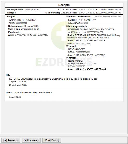 Obsługa e-recepty w systemie tylko jedną receptę z pakietu, wystarczy, że odczytasz jej klucz. Zostanie pobrana tylko wskazana przez Ciebie recepta.