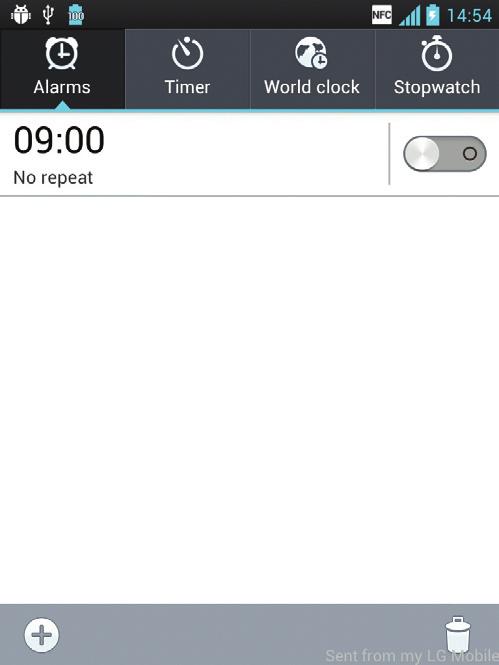 Utilities Setting your alarm 1 2 3 Touch > Apps tab > Alarm/Clock >. After you set the alarm, your phone lets you know how much time is left before the alarm will go off.