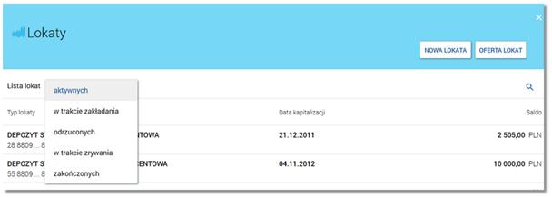 Lokaty sortowane są wg okresu (od najkrótszych okresów trwania), a w drugiej kolejności wg wysokości oprocentowania (najpierw najwyższe oprocentowanie).