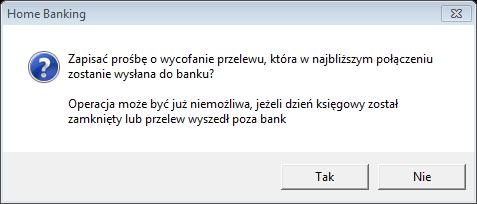 został odrzucony (np. brak łączności, brak środków na rachunku) lub kolejny raz wysyłamy dany przelew.