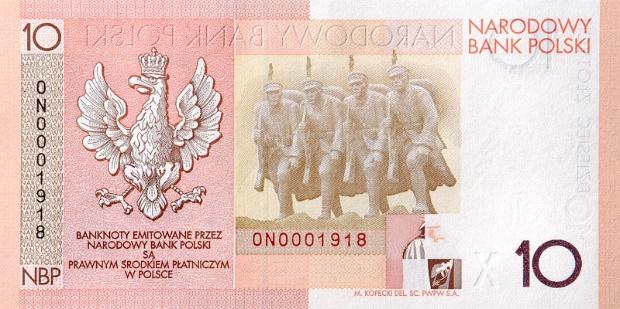 Rycina 15. Wizerunek banknotu 10 zł W 100. rocznicę utworzenia Legionów Polskich NBP wyemitował banknot kolekcjonerski o nominale 20 zł.