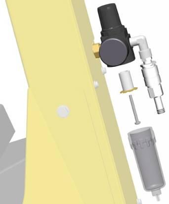Dozór i czyszczenie jednostki filtracyjnej Jednostka filtracyjna zamontowana na urządzeniu OptiFlex B mierzy wartość ciśnienia oraz oczyszcza sprężone powietrze.