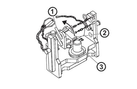 (A): 1 - Zdemontować śrubę zabezpieczającą (1) 2 - Zabezpieczyć moduł przed obsunięciem się, odbezpieczyć i zdemontować sworznie (2) 3 - Wysunąć moduł z konsoli w kierunku w dół Montaż wykonać w