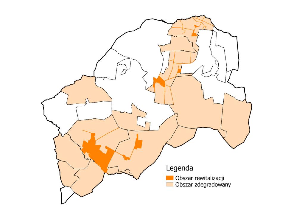 Wyznaczono obszar rewitalizacji o łącznej powierzchni 9,985 km 2 (tj. 8,65% powierzchni gminy), zamieszkały przez 901 osób (tj. 19,96% populacji Gminy Wodynie). Składa się on z 3 podobszarów.