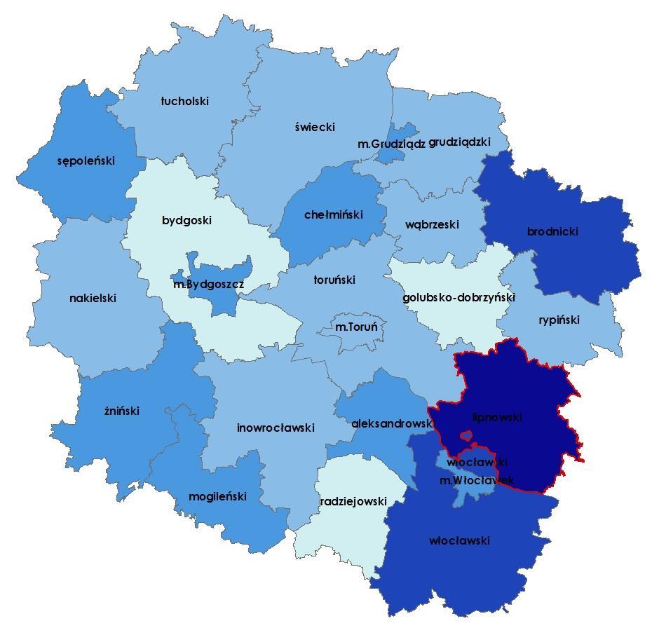 Procentowa zmiana udziału gruntów