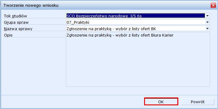 WSOWL_IS_JK_0_PRAKTYKI.doc Weronika Weronika Na formularzu wybieramy Ofertę Biura Karier z listy dostępnych ofert a następnie klikamy przycisk [Wyślij formularz].