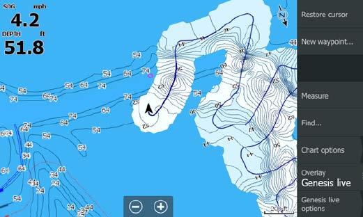 cm) w czasie rzeczywistym na ekranie swojej echosondy/ chartplotera z aplikacją C-MAP Genesis