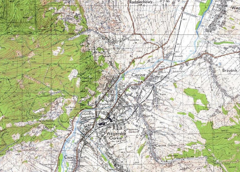 - teren prac geotechnicznych Rys. 1. Lokalizacja terenu badań geotechnicznych na tle mapy topograficznej. 5.