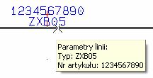 Gdy klikniesz na opcję Pokaż w oknie Parametry linii, tekst zostanie umieszczony na środku najdłuższego segmentu linii.