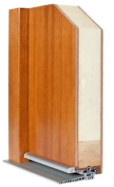 OPIS TECHNICZNY DRZWI PASYWNE Ościeżnica drewniana 80 x 100 mm oklejana naturalnym obłogiem mahoń-meranti lub dębowym DRZWI 102 mm Okapnik aluminiowy (drzwi otwierane do wewnątrz) za dopłatą 100 zł