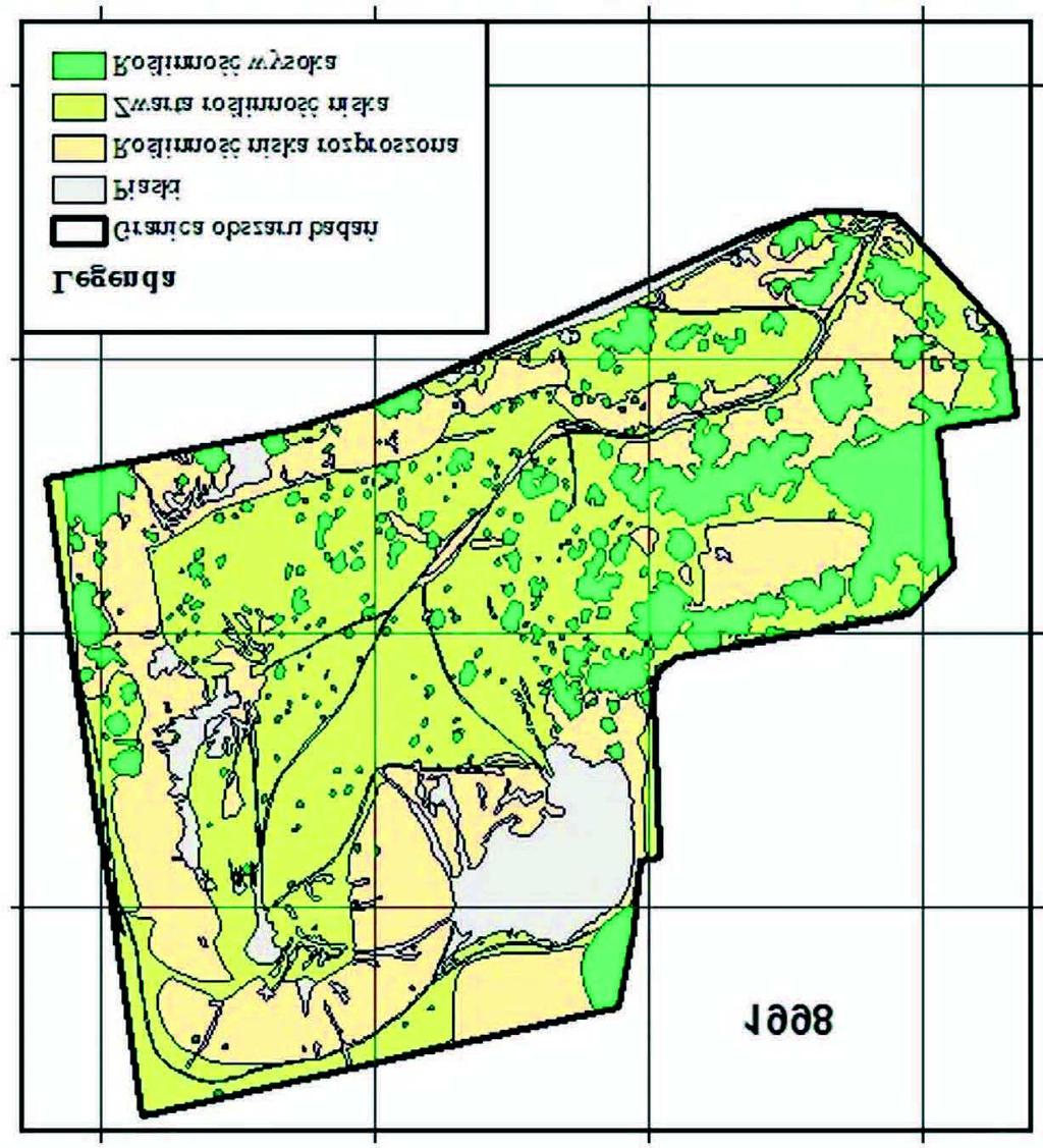 124 b) 1998 Legenda Granica obszaru badań Piaski Roślinność niska rozproszona Zwarta roślinność
