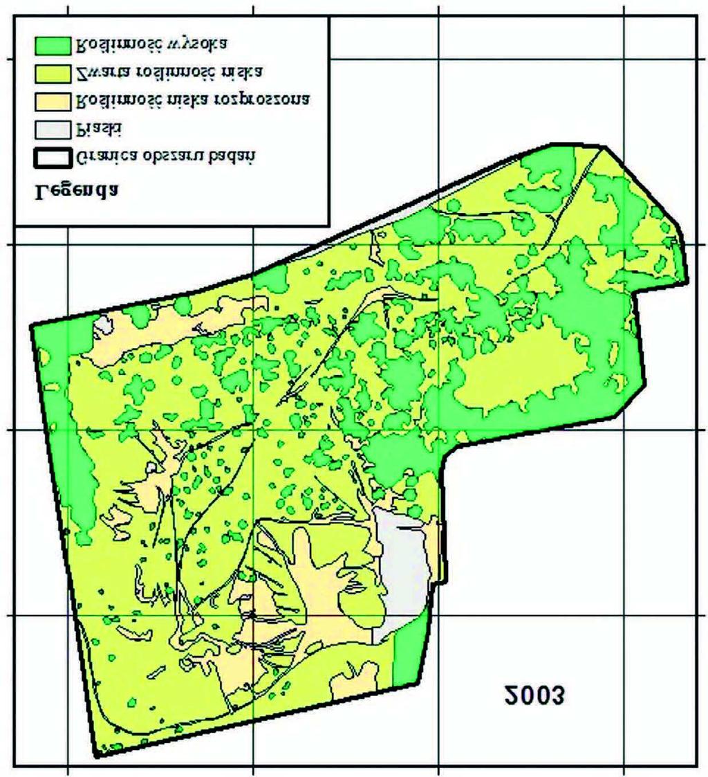 c) 2003 Legenda Granica obszaru badań Piaski Roślinność niska rozproszona Zwarta roślinność
