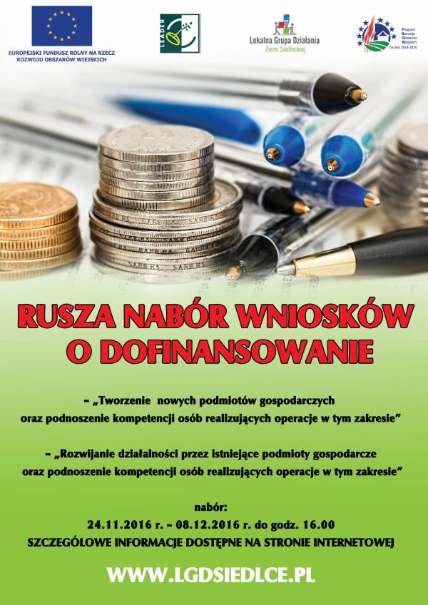 OGŁOSZENIA RUSZYŁY NABORY WNIOSKÓW NGO RUSZYŁY NABORY WNIOSKÓW Lokalna Grupa Działania Ziemi Siedleckiej (LGD ZS) działająca na terenie gmin: Domanice, Kotuń, Mokobody, Mordy, Siedlce, Skórzec,