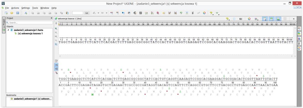 Zapisz plik Otwórz utworzony plik fasta w UGene