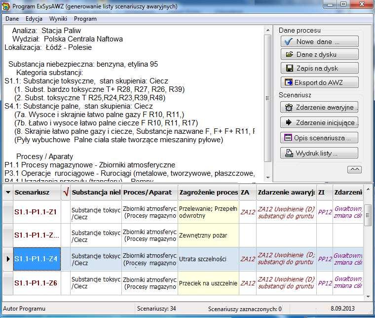 Program ExSysAWZ Wybór rodzaju procesu i aparatu A.S. Markowski, M.