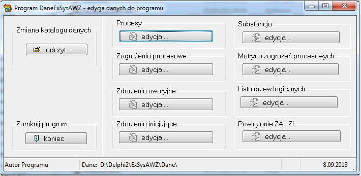 Program DaneExSysAWZ Program do edycji danych - list i struktur danych programu