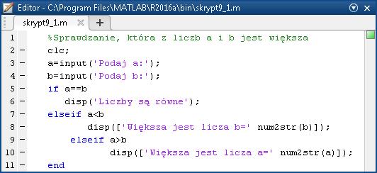 Ćwiczenie 9. Wyrażenia logiczne, instrukcje warunkowe... 171 Przykład. Utworzenie i uruchomienie skryptu skrypt9_1.