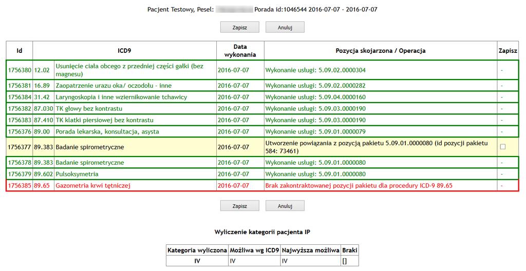 Rys. 11 Ekran 'Rejestruj procedury IP' W przypadku gdy wybrana jest procedura 89.