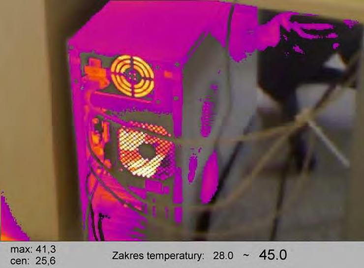 peratur z zakresu podanego na pasku u dołu ekranu wyświetlana jest jako obraz termiczny, a obiekty o temperaturze spoza zakresu są wyświetlane jako obraz widzialny.