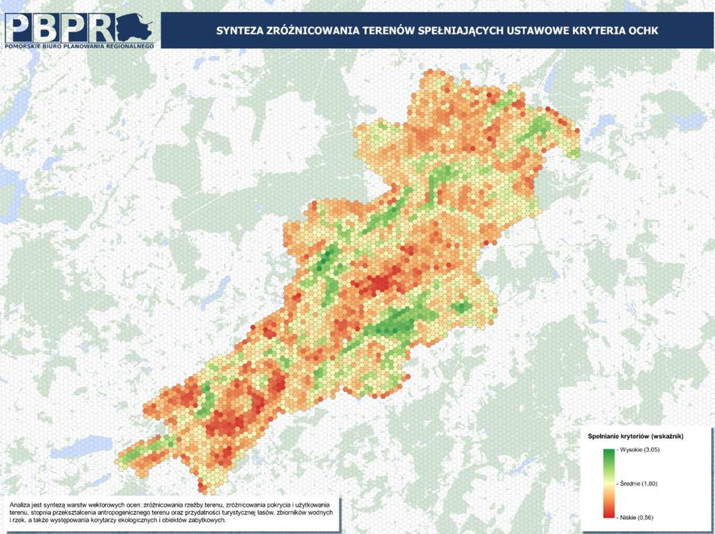 Dokumentacja analizy przestrzenne USTAWOWE KRYTERIA OCHK: wyróżniający się krajobraz o zróżnicowanych