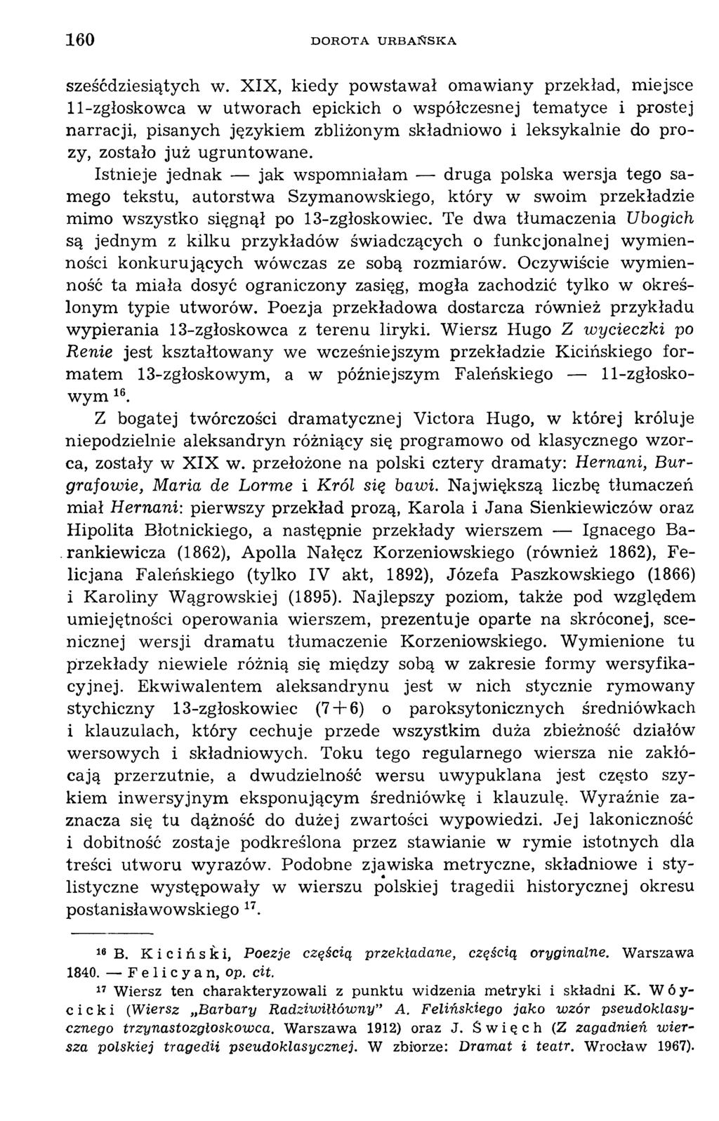 160 DO ROTA U R B A Ń S K A sześćdziesiątych w.
