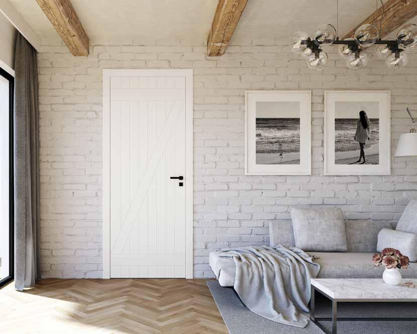 22 DRZWI PEŁNE powrót do natury Drzwi Villaggio nawiązuja do stylistyki drzwi do stodoły jednocześnie wykonane są w bardzo nowoczesny sposób.