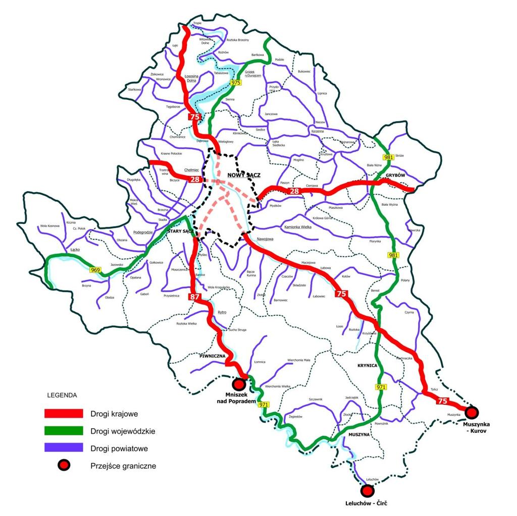 4 Drogi powiatowe na tle sieci dróg krajowych i