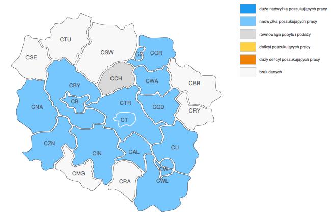 PROGNOZA NA 2017, WOJEWÓDZTWO KUJAWSKO-POMORSKIE RELACJA MIĘDZY DOSTĘPNĄ SIŁĄ ROBOCZĄ A ZAPOTRZEBOWANIEM NA PRACOWNIKÓW W GRUPIE ZAWODÓW FILOZOFOWIE, HISTORYCY, POLITOLODZY I KULTUROZNAWCY WG