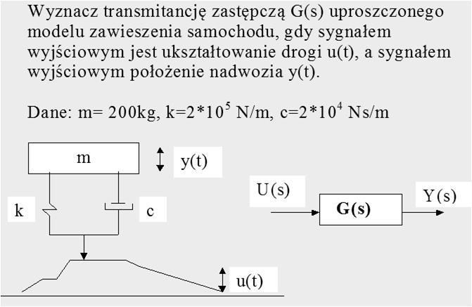 Model w przestrzeni stanów Przykłady zmiennych stanu układu mechanicznego : zbiór liniowo niezależnych wielkości takich jak: współrzędne położenia tego układu, I pochodna współrzędnych położenia