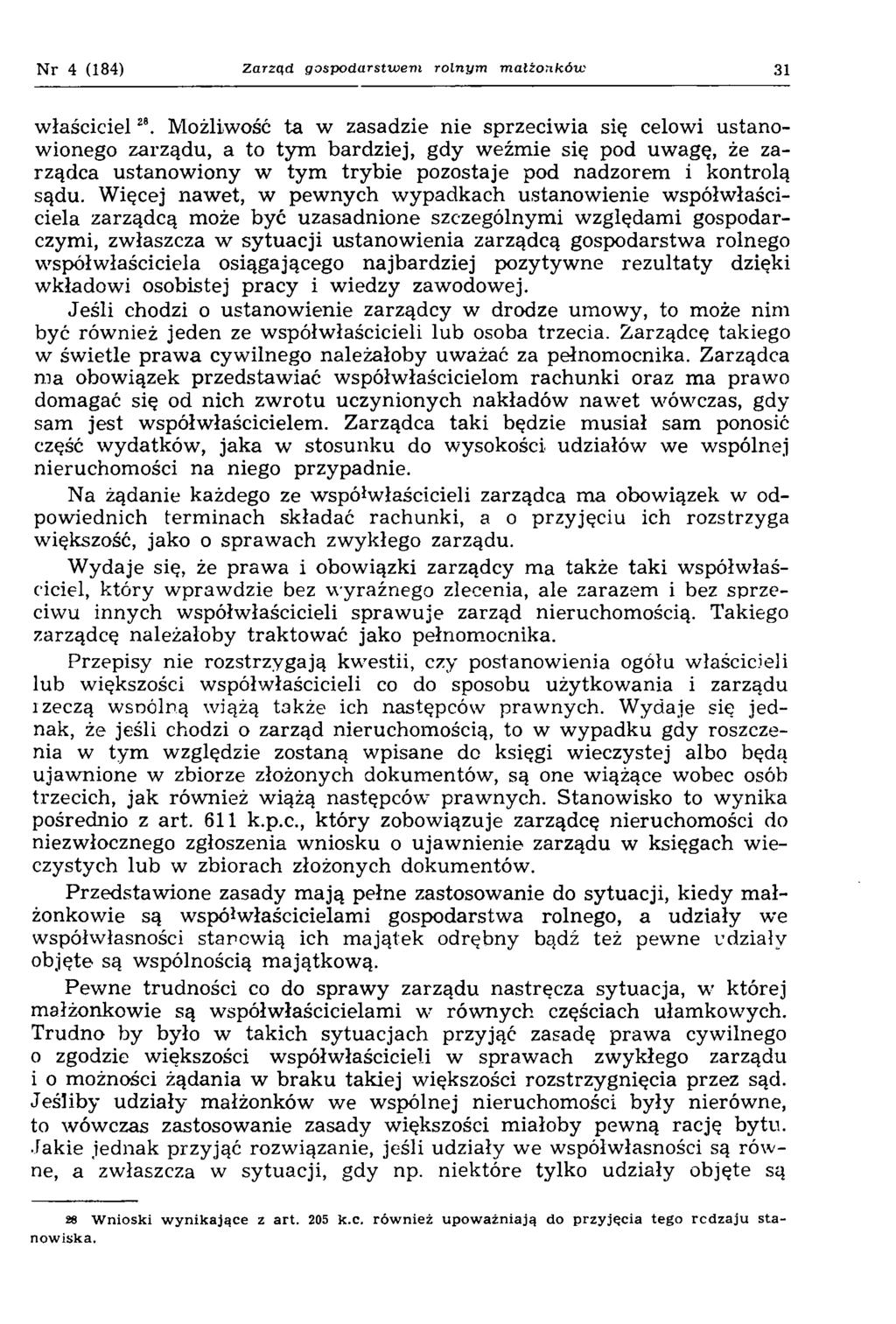 Nr 4 (184) Zarząd gospodarstw em rolnym m a łżo n kó w 31 w łaściciel29.